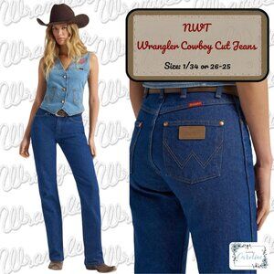 NWT Wrangler Cowboy Cut Jeans in Prewashed Indigo, 1/34 or 25-26